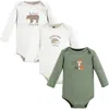Hudson Baby Cotton Long-sleeve Bodysuits 3-pack In White