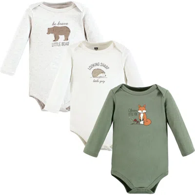 Hudson Baby Cotton Long-sleeve Bodysuits 3-pack In White