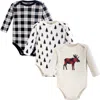 Hudson Baby Cotton Long-sleeve Bodysuits 3-pack In White