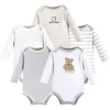 Hudson Baby Kids'  Cotton Long-sleeve Bodysuits 5-pack In White