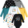 Hudson Baby Kids'  Cotton Long-sleeve Bodysuits 7-pack In Multi