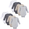Hudson Baby Cotton Long-sleeve Bodysuits 8-pack In Gray