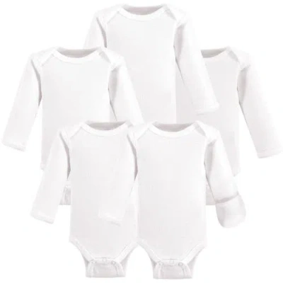 Hudson Baby Kids'  Cotton Long-sleeve Bodysuits 5-pack In White