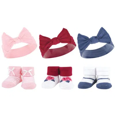 Hudson Baby Delightful Duo Gift Headband And Socks (baby) In Pink Blue