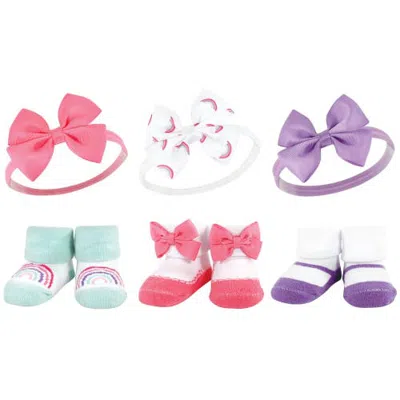 Hudson Baby Delightful Duo Gift Headband And Socks (baby) In Purple Rainbow