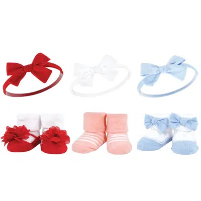 Hudson Baby Delightful Duo Gift Headband And Socks (baby) In Red Blue