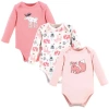 Hudson Baby Essential All-cotton Long-sleeve Bodysuit Triple Pack In Animal Print