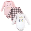 Hudson Baby Essential All-cotton Long-sleeve Bodysuit Triple Pack In Multi