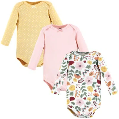 Hudson Baby Essential All-cotton Long-sleeve Bodysuit Triple Pack In Multi
