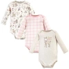 Hudson Baby Essential All-cotton Long-sleeve Bodysuit Triple Pack In Multi