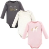Hudson Baby Essential All-cotton Long-sleeve Bodysuit Triple Pack In Multi