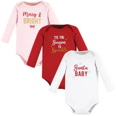 Hudson Baby Essential All-cotton Long-sleeve Bodysuit Triple Pack In Multi