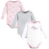Hudson Baby Essential All-cotton Long-sleeve Bodysuit Triple Pack In Pink