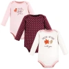 Hudson Baby Essential All-cotton Long-sleeve Bodysuit Triple Pack In Pink