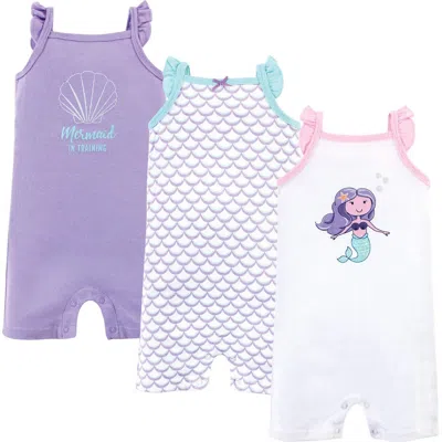 Hudson Baby Essential Cotton Rompers In Blue