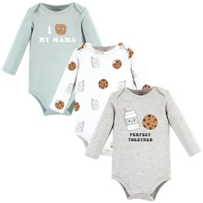 Hudson Baby Kids'  Essential Long-sleeve Cotton Bodysuit Triple Set In Gray