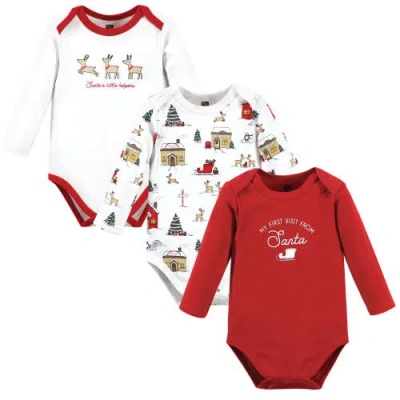 Hudson Baby Kids'  Essential Long-sleeve Cotton Bodysuit Triple Set In White