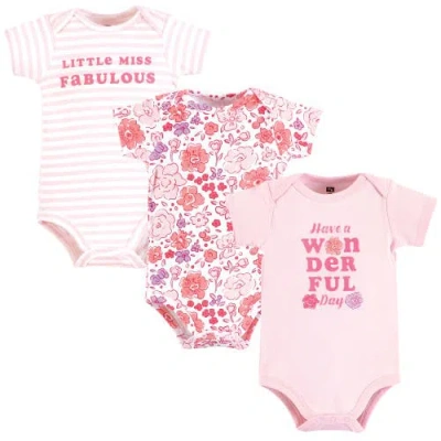 Hudson Baby Essential Three-piece Set Of Cotton Bodysuits In Pink