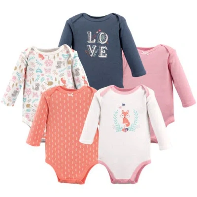Hudson Baby Everyday Long-sleeve Cotton Bodysuits Bundle Of 5 In Multi