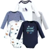 Hudson Baby Five-piece Collection Of Long-sleeve Cotton Bodysuits In Black