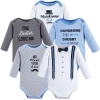 Hudson Baby Five-piece Collection Of Long-sleeve Cotton Bodysuits In Blue