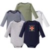 Hudson Baby Five-piece Collection Of Long-sleeve Cotton Bodysuits In Multi