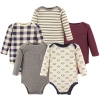 Hudson Baby Five-piece Collection Of Long-sleeve Cotton Bodysuits In Multi
