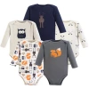 Hudson Baby Five-piece Collection Of Long-sleeve Cotton Bodysuits In Multi