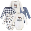 Hudson Baby Five-piece Collection Of Long-sleeve Cotton Bodysuits In White