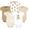 Hudson Baby Kids'  Five-piece Set Of Cotton Infant All-in-one Bodysuits In Brown