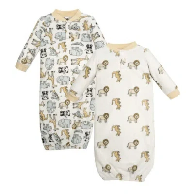 Hudson Baby Kids'  Fleece Gowns 2pack In Multi