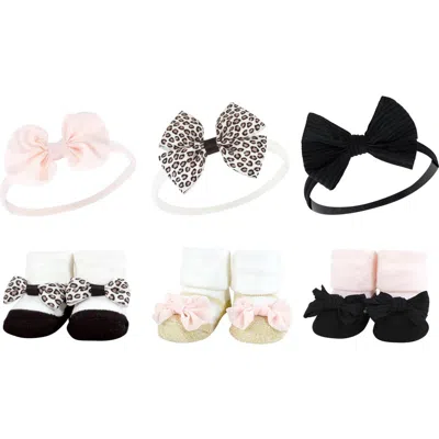 Hudson Baby Headband & Socks Giftset (baby) In Light Pink Leopard