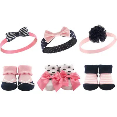 Hudson Baby Headband And Socks Giftset (baby) In Pink Navy
