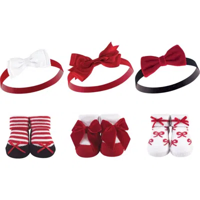 Hudson Baby Headband And Socks Giftset (baby) In Red Bows