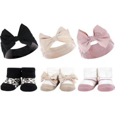 Hudson Baby Headband & Socks Giftset (baby) In Taupe Pink