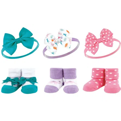 Hudson Baby Headband & Socks Giftset In Dinosaurs
