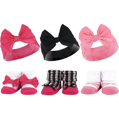 Hudson Baby Headband & Socks Giftset In Pink Black
