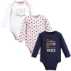 Hudson Baby Infant Breathable Cotton Long-sleeve Bodysuit Bundle 3 Count In Multi