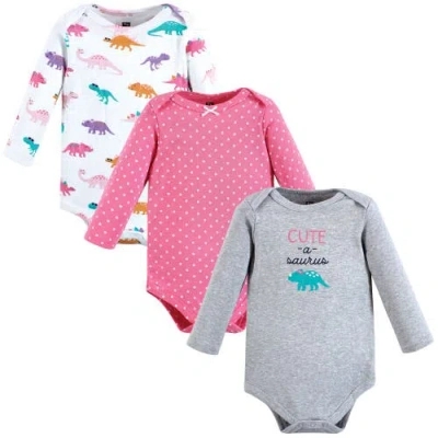Hudson Baby Infant Breathable Cotton Long-sleeve Bodysuit Bundle 3 Count In Multi