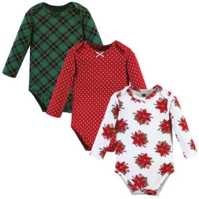 Hudson Baby Infant Breathable Cotton Long-sleeve Bodysuit Bundle 3 Count In Multi