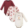 Hudson Baby Infant Breathable Cotton Long-sleeve Bodysuit Bundle 3 Count In Multi