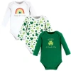 Hudson Baby Infant Breathable Cotton Long-sleeve Bodysuit Bundle 3 Count In Multi