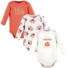 Hudson Baby Infant Breathable Cotton Long-sleeve Bodysuit Bundle 3 Count In Multi