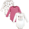 Hudson Baby Infant Breathable Cotton Long-sleeve Bodysuit Bundle 3 Count In Multi