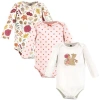 Hudson Baby Infant Breathable Cotton Long-sleeve Bodysuit Bundle 3 Count In Multi