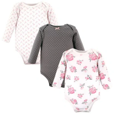 Hudson Baby Infant Breathable Cotton Long-sleeve Bodysuit Bundle 3 Count In Multi