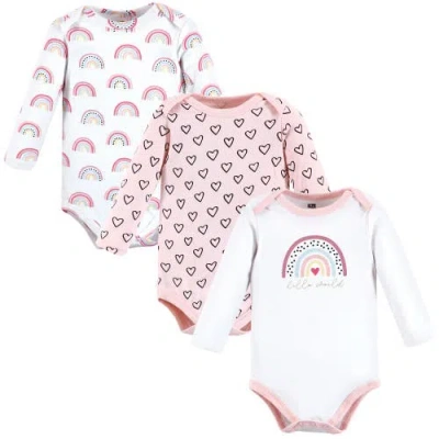 Hudson Baby Infant Breathable Cotton Long-sleeve Bodysuit Bundle 3 Count In Multi