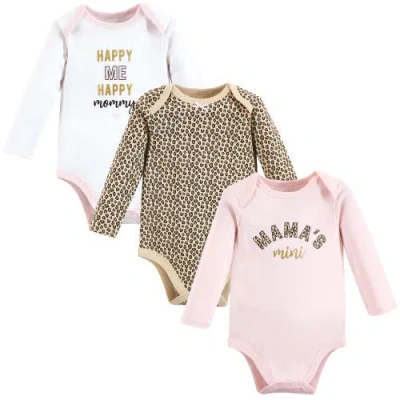 Hudson Baby Infant Breathable Cotton Long-sleeve Bodysuit Bundle 3 Count In Pink