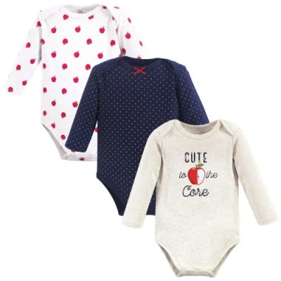Hudson Baby Infant Breathable Cotton Long-sleeve Bodysuit Bundle 3 Count In Multi