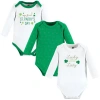 Hudson Baby Infant Breathable Cotton Long-sleeve Bodysuit Bundle 3 Count In White